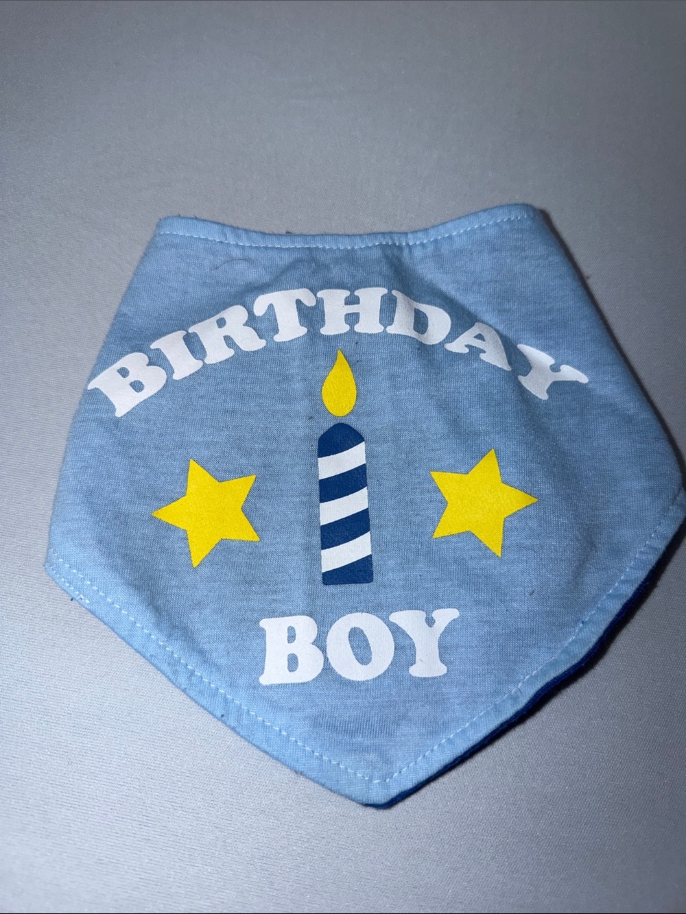 Birthday Boy Blue Bandana Bib with Candle and Stars